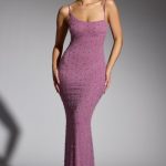 Embellished Asymmetric Maxi Dress in Grape