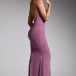 Embellished Asymmetric Maxi Dress in Grape - Image 3