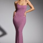Embellished Asymmetric Maxi Dress in Grape - Image 5