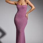 Embellished Asymmetric Maxi Dress in Grape - Image 9