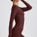 Ribbed Modal Crew Neck Top in Espresso - Image 3