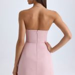 Strapless Structured Tulip Mini Dress in Pink Mauve - Image 3