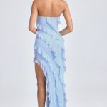 Bandeau Ruffle-Trim Maxi Dress in Powder Blue - Image 2