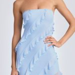 Bandeau Ruffle-Trim Maxi Dress in Powder Blue - Image 4