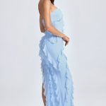 Bandeau Ruffle-Trim Maxi Dress in Powder Blue - Image 7