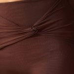 Mesh Mid Rise Twist Overlay Flare Trousers in Espresso - Image 7