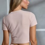 Cap Sleeve Cotton Baby Tee in Soft Peach - Image 2