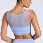 Sheer Panelled Ruched Crop Top in Periwinkle Blue - Image 2