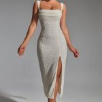 Embellished Cowl-Neck Midaxi Dress in White - Image 6