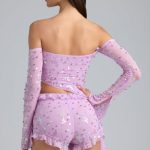 Ruffle Mid-Rise Hot Pant Shorts in Violet Pink - Image 2