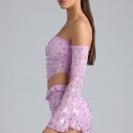 Ruffle Mid-Rise Hot Pant Shorts in Violet Pink - Image 3