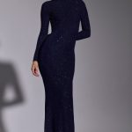 Embellished Long Sleeve Evening Gown in Royal Indigo - Image 7
