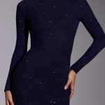 Embellished Long Sleeve Evening Gown in Royal Indigo - Image 10