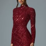 Embellished Open-Back Mini Dress in Red