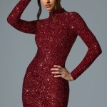 Embellished Open-Back Mini Dress in Red - Image 7