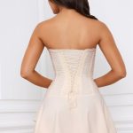 Bandeau Lace-Up Corset Mini Dress in Ivory - Image 3