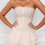 Bandeau Lace-Up Corset Mini Dress in Ivory - Image 5