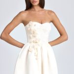 Bandeau Floral-Appliqu?? Corset Mini Dress in Ivory - Image 7