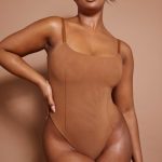 Soft Mesh Bodysuit in Almond