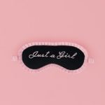 Ruffle-Trim Embroidered Eye Mask in Black - Image 2