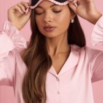 Ruffle-Trim Embroidered Eye Mask in Black - Image 4