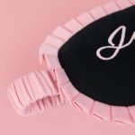 Ruffle-Trim Embroidered Eye Mask in Black - Image 5