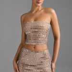 Embellished Low-Rise Micro Mini Skirt in Almond - Image 8