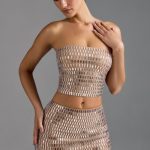 Embellished Low-Rise Micro Mini Skirt in Almond - Image 9