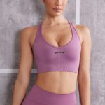 Plunge Neck Sports Bra in Mauve