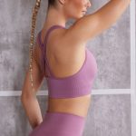Plunge Neck Sports Bra in Mauve - Image 3