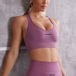 Plunge Neck Sports Bra in Mauve - Image 6