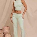 Petite Mid-Rise Straight Leg Trousers in Light Sage - Image 5