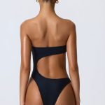 Embellished Cut-Out Bandeau Swimsuit in Black - Image 2