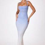 Embellished Maxi Dress in Blue and White Ombr?? - Image 7