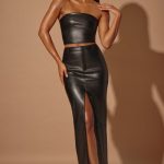 Mid-Rise Vegan Leather Maxi Skirt in Black - Image 6