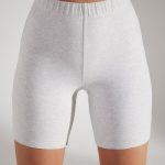 Soft Cotton Biker Shorts in Heather Grey - Image 4