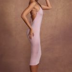 High Neck Backless Midaxi Dress in Mauve - Image 3