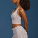 Cable-Knit Halterneck Crop Top in Grey Marl - Image 3