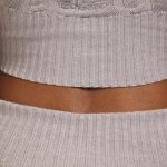 Cable-Knit Halterneck Crop Top in Grey Marl - Image 5
