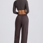 Mid-Rise Wide-Leg Joggers in Charcoal Grey - Image 2
