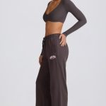 Mid-Rise Wide-Leg Joggers in Charcoal Grey - Image 3