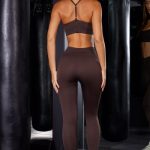 High Waist Ribbed Leggings in Brown - Image 2