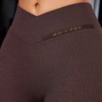 High Waist Ribbed Leggings in Brown - Image 4