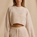 Cropped Knit Jumper in Cream Marl - Image 5