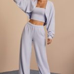 Brushed Jersey Wide-Leg Joggers in Soft Blue