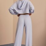 Brushed Jersey Wide-Leg Joggers in Soft Blue - Image 2