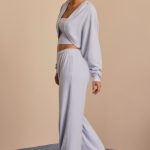 Brushed Jersey Wide-Leg Joggers in Soft Blue - Image 3