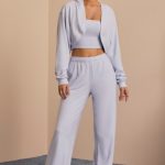 Brushed Jersey Wide-Leg Joggers in Soft Blue - Image 5