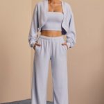 Brushed Jersey Wide-Leg Joggers in Soft Blue - Image 6