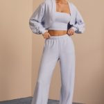 Brushed Jersey Wide-Leg Joggers in Soft Blue - Image 8